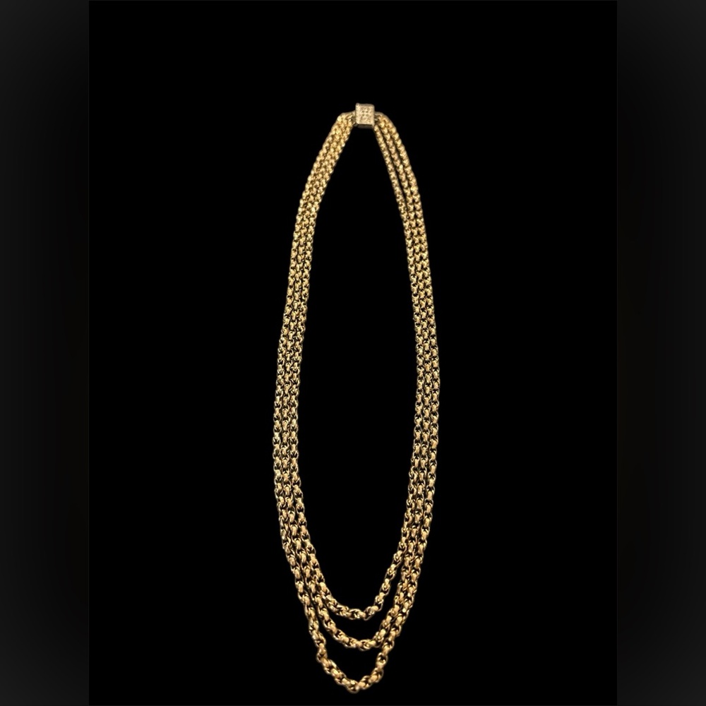Antique sterling silver gold filled triple strand chain necklace